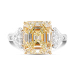 Light Yellow Emerald Diamond 3 Stone Ring