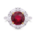Marquise and Round Ruby Unique Diamond Dress Ring Setting