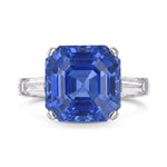Emerald No Heat Blue Sapphire and Diamond Three-stone Ring GRS