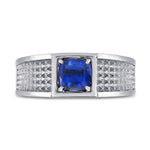 Blue Sapphire Cushion Men's Ring