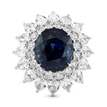 Burma Saphir & Diamant Doppel Halo Ring ohne Hitze (GRS, SSEF)