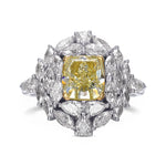 Extraordinary Fancy Green Yellow Cushion Diamond Ring