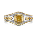 Men's Fancy Intense Yellow Cushion Solitaire Diamond Ring