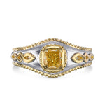 Herrenring mit ausgefallenem, intensivem gelbem Kissen-Solitär-Diamanten