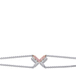 Bracciale "Leibish Logo" in oro rosa con pavé di diamanti bianchi