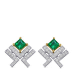 Orecchini Pave con logo Leibish in smeraldo verde principessa