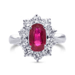 Burma Cushion Ruby and Diamond Halo Ring