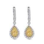 Fancy Intense Yellow Pear Diamond Halo Drop Earrings