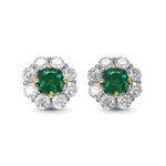 Orecchini a cerchio con smeraldo rotondo e pavé di diamanti