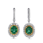 Oval Emerald and Diamond Double Halo Earrings