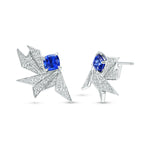 Orecchini Couture con Zaffiri Blu e Diamanti Pave