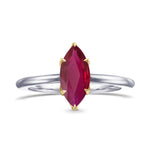 Red BURMESE Ruby Marquise Diamond Solitaire Ring