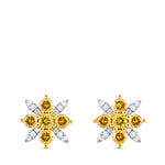 أقراط فاخرة مرصعة بالماس بأحجار صغيرة بألوان برتقالي زاهي وأصفر وشفافة