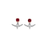 Red Ruby Studs and Diamond Ear Climbers
