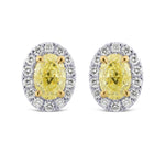 Orecchini con diamanti ovali con alone giallo elegante