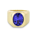 Anello da mignolo da uomo in tanzanite ovale blu violetto