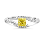Fancy Intense Yellow Cushion Crossover Ring