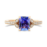 Anello Smeraldo, Tanzanite e Diamanti Pave sui Lati