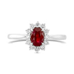 Ovaler Rubin- & Diamant-Halo-Ring