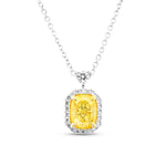 Fancy Intense Yellow Cushion Diamond Halo Pendant