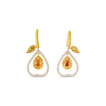 Fancy Vivid Yellowish Orange Pear Diamond Drop Earrings