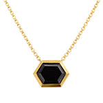 Black Hexagonal Bezel Diamond Pendant GIA