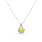 Fancy Vivid Yellow Cushion Drop Diamond Pendant
