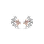Fancy Orangy Pink and White Diamond Couture Earrings