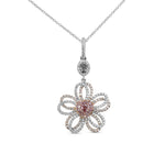 Fancy Intense Pink & Fancy Grayish Blue Diamond Flower Pendant