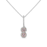 Pink Diamond Double Halo Drop Pendant