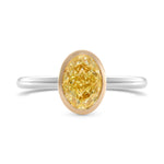 Yellow Oval Diamond Bezel-Set Solitaire Ring