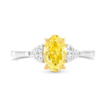 Fancy Intense Yellow Oval Diamond Three-Stone Ring