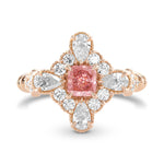 Fancy Intense Pink Radiant Diamond Milgrain Ring