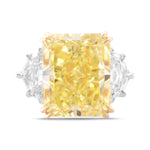 Fancy Yellow Radiant Diamond Three-stone Ring