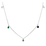 Mix Color & Shape Tourmaline and Diamond Necklace