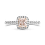 Very Light Pink Radiant Diamond Halo Ring