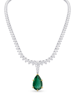 Collana straordinaria in smeraldo a pera dello Zambia e diamanti CD