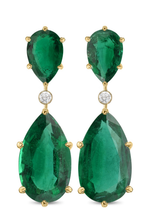 Extraordinary Zambian Pear Emerald Drop Earrings