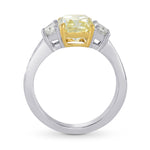Fancy Light Yellow Cushion, Trapezoid & Princess Diamond Ring