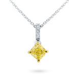 Fancy Intense Yellow Diamond Cushion Drop Pendant