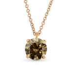 Fancy Yellow Brown Brilliant cut Diamond Solitaire Pendant