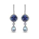 Tanzanite and Aquamarine Diamond Drop Earrings