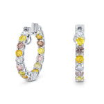 Multicolored Diamond Hoop Earrings