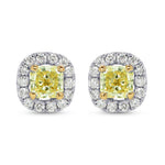 Fancy Yellow Radiant Diamond Halo Earrings