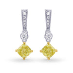 Fancy Yellow Cushion Diamond Drop Earrings