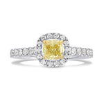 Fancy Yellow Cushion Diamond Halo Ring