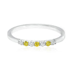 Fancy Vivid Yellow and White Diamond 7 Stone Stacking Band Ring