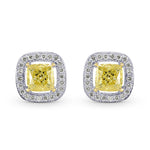 Fancy Intense Yellow Cushion Diamond Halo Earrings