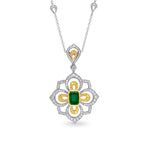 Vivid Green Emerald & Fancy Intense Yellow Diamond Necklace