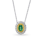 Oval Emerald and Fancy Intense Yellow Diamond Pendant